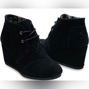 Toms Black Suede Women's Desert Wedges